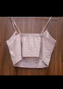 150 sale !! Cute Lilac Eyelet Tie-Front Crop Top