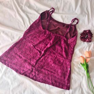 Maroon Sequin Crop Top