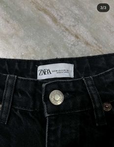 Zara Black Wide Leg Ripped Jeans