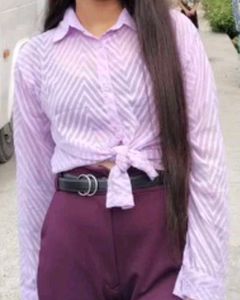 Stylish Lavender Chevron Print Shirt