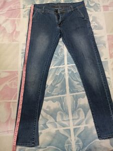 Men's Dark Blue Low-Rise Slim Fit Jeans