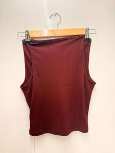 ❗️Maroon Lace Trim Tie-Front Tank Top❗️