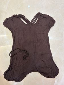 Bohemian Embellished Brown Tunic Top