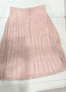 Pleated Pink Floral Skirt