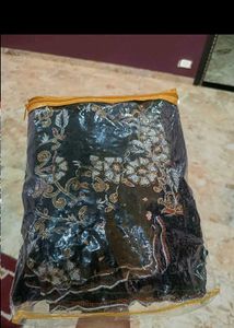 Elegant Black Embroidered Saree