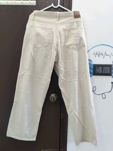 Cream Wide Leg Jeans