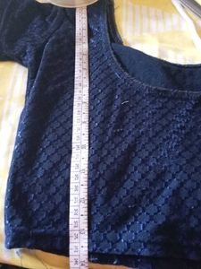 Sparkling Navy Blue +pink Blouse
