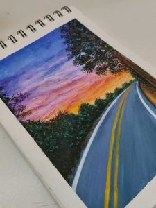Hand-Painted Road Sunset Artwork