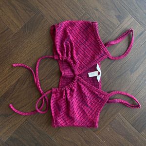 Ribbed Tie-Front Crop Top