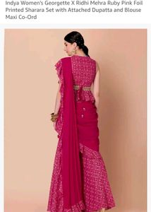 Ridhi Mehra Ruby Pink Georgette Foil Set