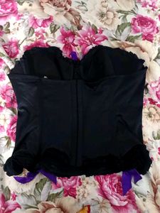 Black &amp; Purple Striped Corset Top/ bustier