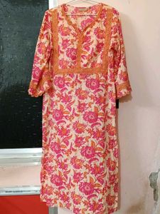 Vibrant Floral Print Kurta Set with Dupatta