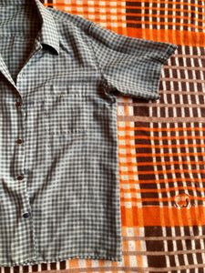 Checkered Short Sleeve Button-Up Shirt