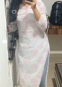 Elegant White & Pink Kurta
