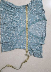 Powder Blue Floral Print V-Neck Top Tunic