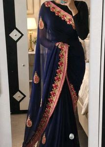 💠Y2K ROYAL BLUE GEORGETTE SAREE💙
