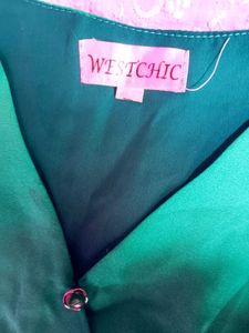 Green V-Neck Midi Dress
