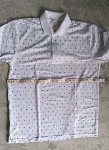 Men's White Polo Shirt with Geometric Pattern