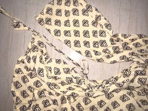 Cream Floral Print Short Kurti
