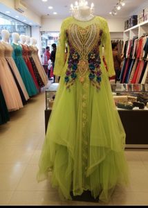 Elegant Green Embellished Ethnic Gown