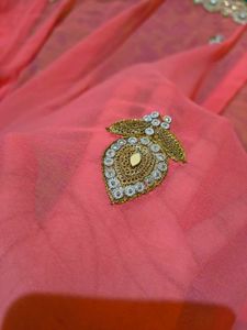 pink heavy georgette saree