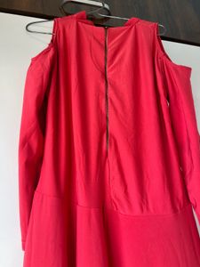 Red Cold Shoulder Maxi Dress