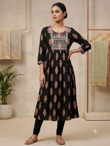 Embroidered Black Kurta