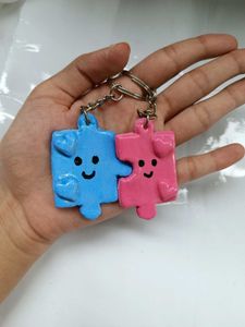 Cute Puzzle Piece Couple Keychains