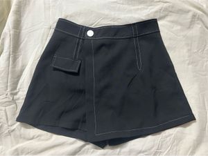 Chic Black Skort with White Stitching