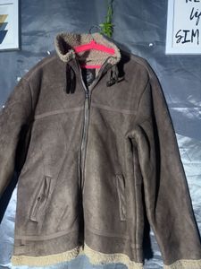 Men's Brown Faux Suede Sherpa Lined Jacket