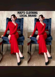 Elegant Red One-Shoulder Maxi Dress