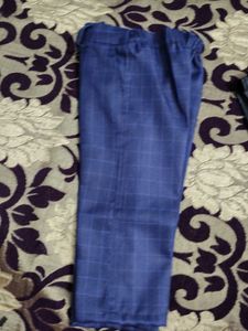 Boys Navy Blue Checkered Ethnic Suit