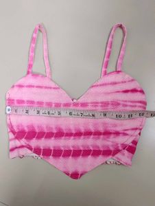 Unique Pink Tie-Dye Heart Shaped Bikini Top