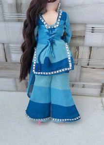 barbie doll outfits Blue Striped Kurta Set with Pa
