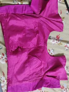 Vibrant Pink Silk Blouse with Embellished Border