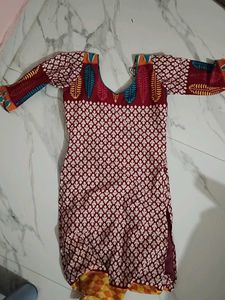 Maroon Printed Kurta