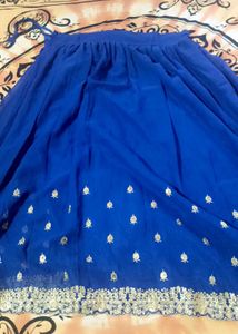 Elegant Sky Blue Embroidered kurti and lehenga set