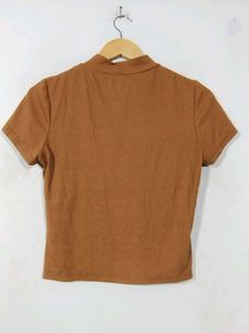 Shein Brown High Nevk Top (Women)