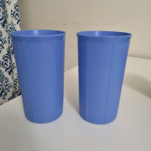 Vintage Blue Plastic Tumblers - Set of 2