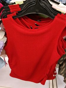 Vibrant Red Sleeveless Top