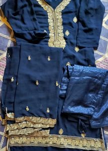 Navy Blue Salwar Suit dupatta