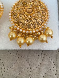 Elegant Gold Plated Pearl Stud Earrings