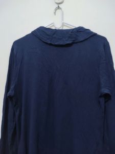 Voguish Navy Blue Shrug Or Coverup With Ruffles
