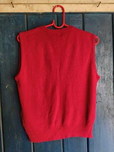 Elegant Red Floral Button-Up Vest