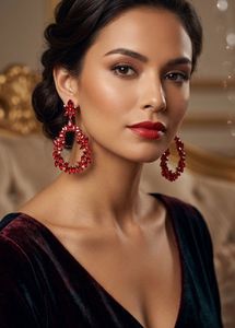 Stunning Red Gemstone Statement Earrings