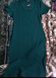 S size Elegant Green Sheath Dress