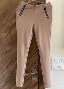 Stylish Beige Pants with Zipper Detail