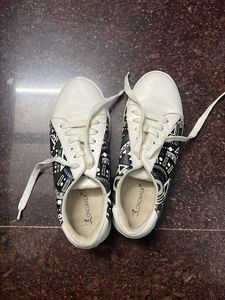 White Printed Sneakers