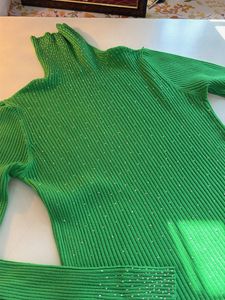 Green Rhinestone Turtleneck Sweater