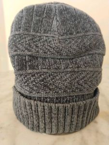 Grey Knit Beanie Hat